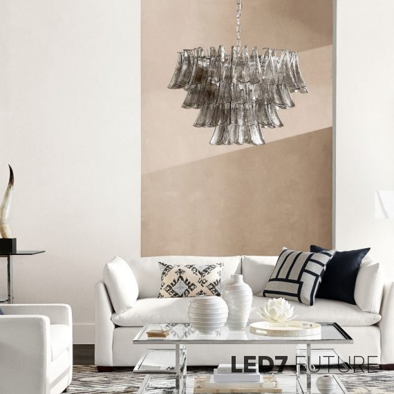 Williams Sonoma - Murano Tapered Leaf Chandelier Smoke